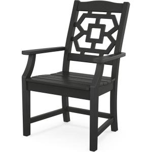 Martha Stewart by POLYWOOD® Chinoiserie Dining Arm Chair in Green(Black)