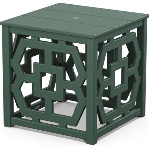 Martha Stewart by POLYWOOD® Chinoiserie Umbrella Stand Accent Table in Black(Green)