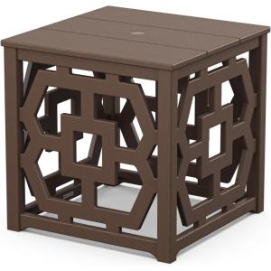 Martha Stewart by POLYWOOD® Chinoiserie Umbrella Stand Accent Table in Black(Mahogany)