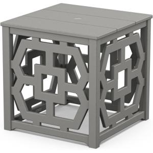 Martha Stewart by POLYWOOD® Chinoiserie Umbrella Stand Accent Table in Black(Slate Grey)
