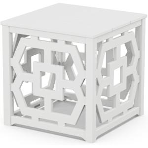 Martha Stewart by POLYWOOD® Chinoiserie Umbrella Stand Accent Table in Black(White)
