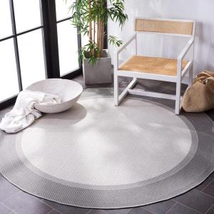 Martha Stewart x SAFAVIEH Outdoor Area Rug Collection – 4’5″ x 6’5″, Camel & Brown, Weather Resistant & Washable, Ideal for Patio, Backyard, Mudroom, Deck, Accent Space (MSRO386T)(Ivory/Charcoal)