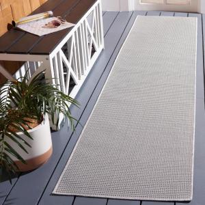 Martha Stewart x SAFAVIEH Outdoor Area Rug Collection – 6’5″ Round, Navy, Weather Resistant & Washable, Ideal for Patio, Backyard, Mudroom, Deck, Dining Space (MSR4490N)(Grey)