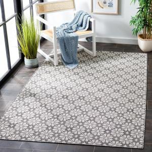 Martha Stewart x SAFAVIEH Outdoor Area Rug Collection – 8′ x 10′, Blue & Beige, Weather Resistant & Washable, Ideal for Patio, Backyard, Mudroom, Deck, Dining Space (MSR4491M)(Black)