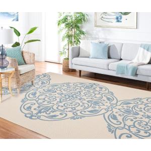 Martha Stewart x SAFAVIEH Outdoor Area Rug Collection – 8′ x 11’2″, Azurite, Weather Resistant & Washable, Ideal for Patio, Backyard, Mudroom, Deck, Dining Space (MSR4230-233)(Azurite)