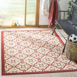 Martha Stewart x SAFAVIEH Outdoor Area Rug Collection – 8′ x 11’2″, Beige & Sweet Pea, Weather Resistant & Washable, Ideal for Patio, Backyard, Mudroom, Deck, Dining Space (MSR4262)(Bougainvillea)