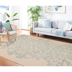 Martha Stewart x SAFAVIEH Outdoor Area Rug Collection – 8′ x 11’2″, Cinnamon Stick, Weather Resistant & Washable, Ideal for Patio, Backyard, Mudroom, Deck, Dining Space (MSR4256-241)(Rainwater)