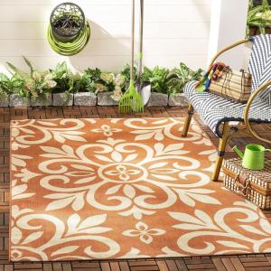 Martha Stewart x SAFAVIEH Outdoor Area Rug Collection – 8′ x 11’2″, Cinnamon Stick, Weather Resistant & Washable, Ideal for Patio, Backyard, Mudroom, Deck, Dining Space (MSR4229-231)(Cinnamon Stick)