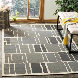 Martha Stewart x SAFAVIEH Outdoor Area Rug Collection – 8′ x 11’2″, Cream & Sweet Pea, Weather Resistant & Washable, Ideal for Patio, Backyard, Mudroom, Deck, Dining Space (MSR4289-325)(Beige/Anthracite)