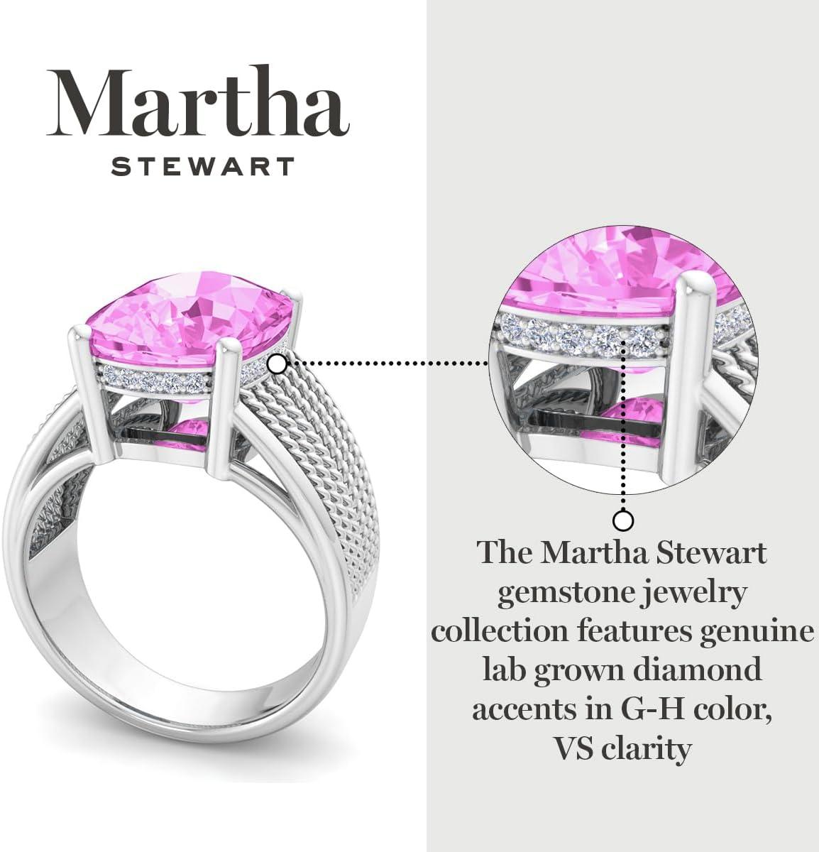 image:imageMartha Stewart 10 14 Carat Cushion Cut Gemstone Hidden Halo Ring with Lab Grown Diamonds in Sterling Silver Choose Your GemstonePink Sapphire