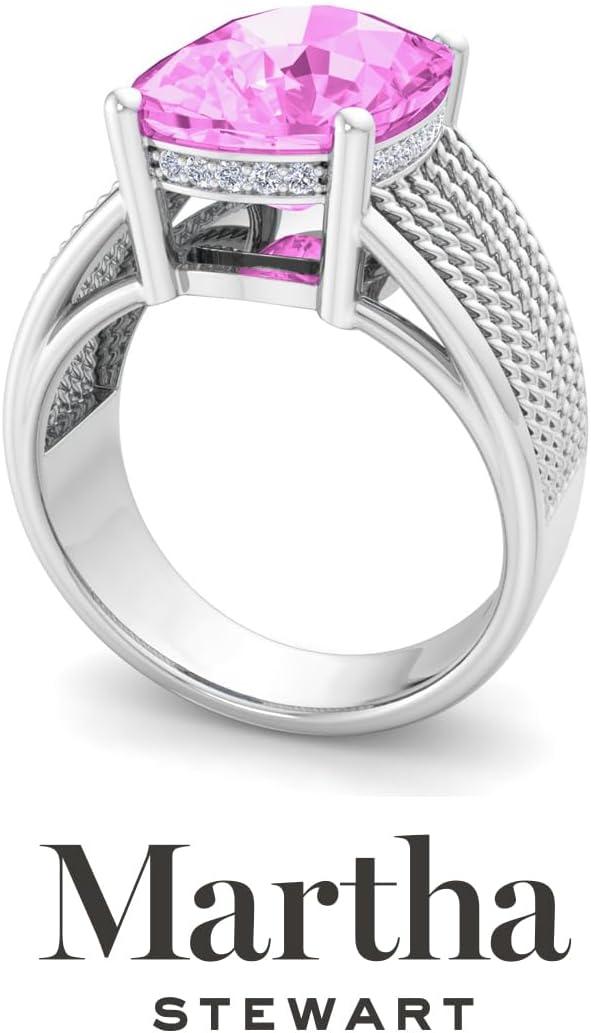 image:imageMartha Stewart 10 14 Carat Cushion Cut Gemstone Hidden Halo Ring with Lab Grown Diamonds in Sterling Silver Choose Your GemstonePink Sapphire