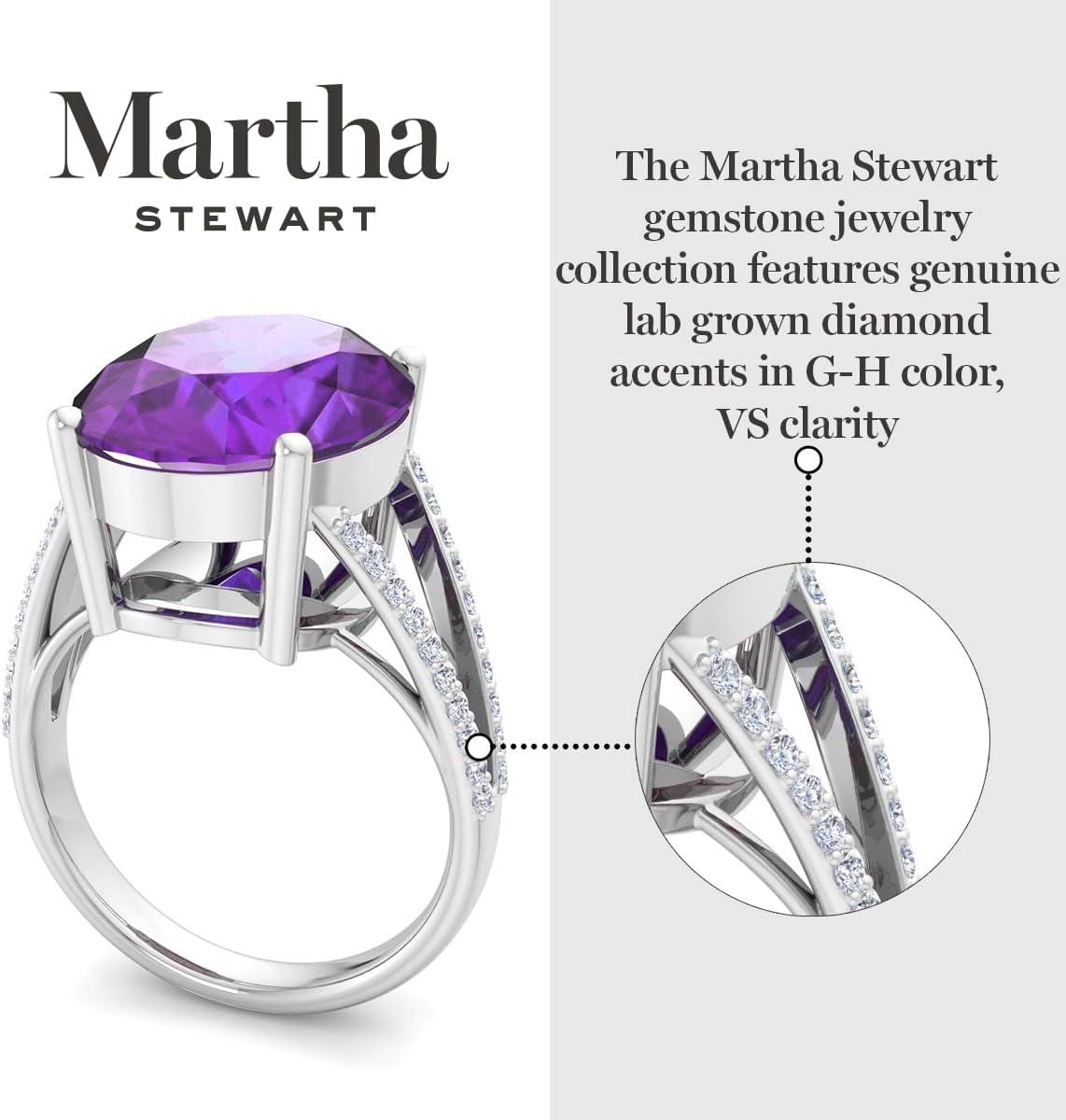 image:imageMartha Stewart 10 14 Carat Oval Shape Gemstone Ring with Lab Grown Diamonds in Sterling Silver ChoAmethyst