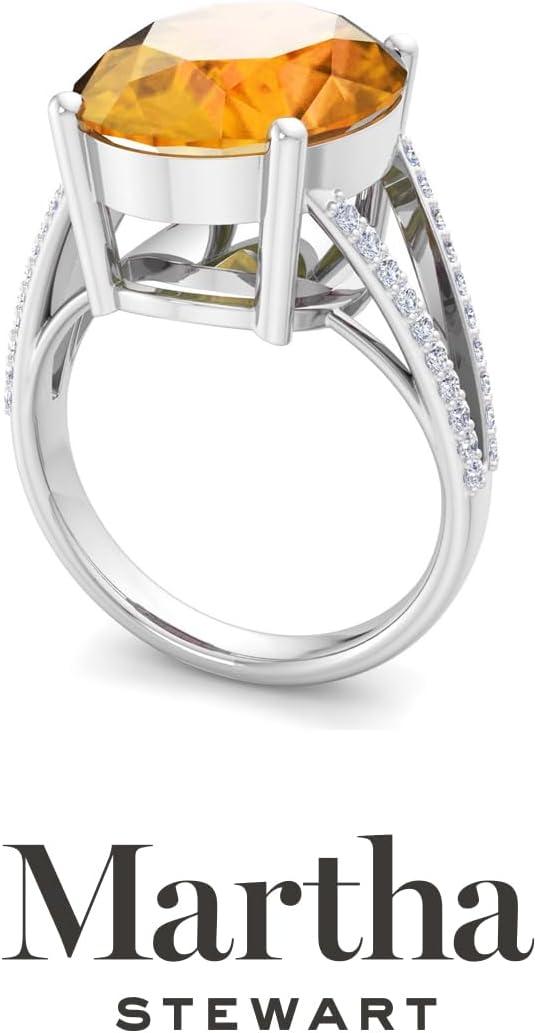 image:imageMartha Stewart 10 14 Carat Oval Shape Gemstone Ring with Lab Grown Diamonds in Sterling Silver ChoCitrine