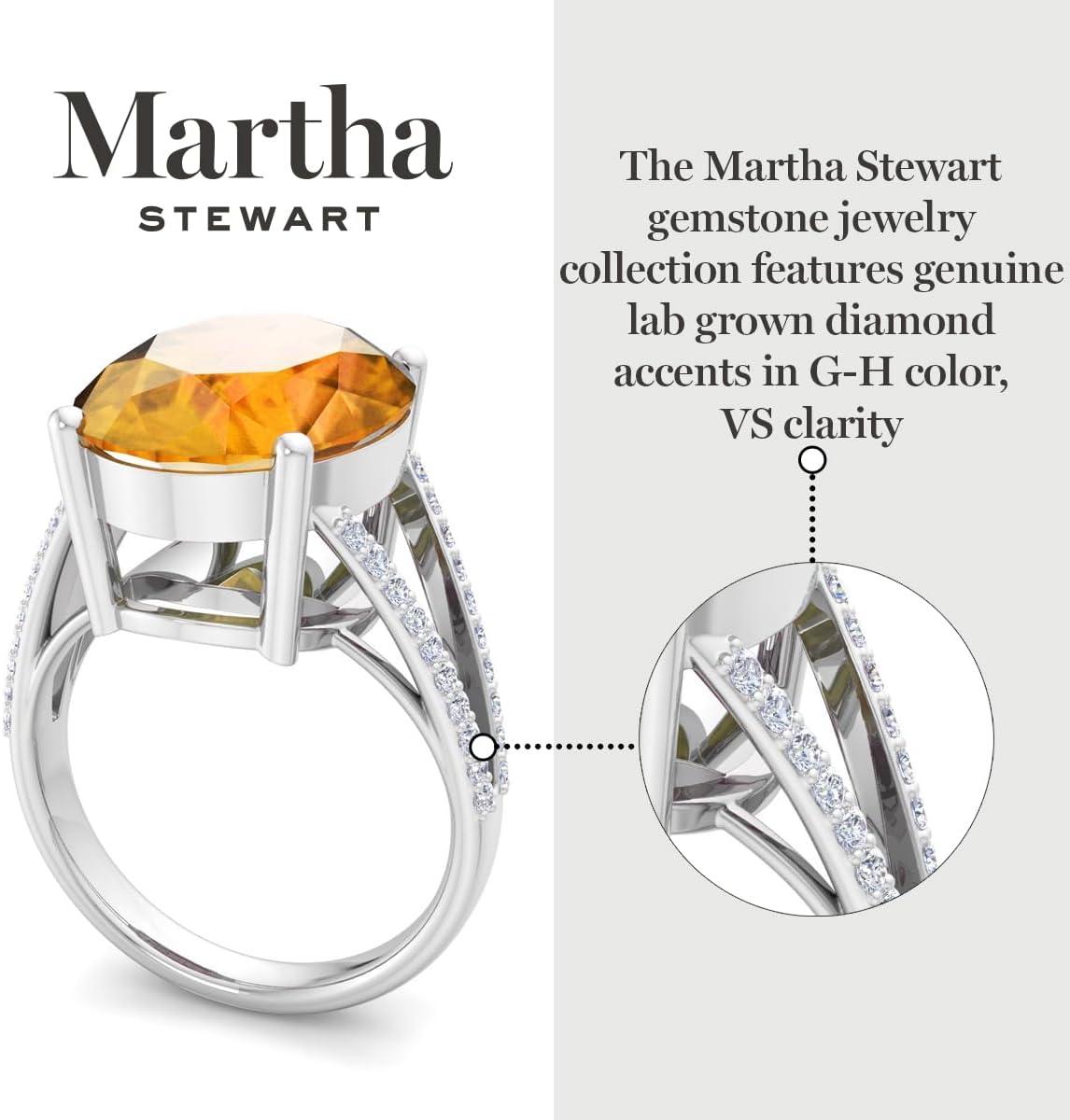 image:imageMartha Stewart 10 14 Carat Oval Shape Gemstone Ring with Lab Grown Diamonds in Sterling Silver ChoCitrine