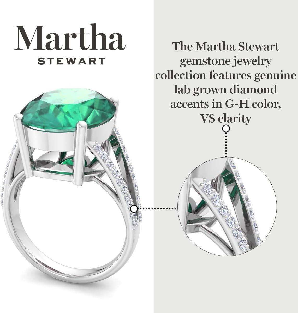 image:imageMartha Stewart 10 14 Carat Oval Shape Gemstone Ring with Lab Grown Diamonds in Sterling Silver ChoEmerald