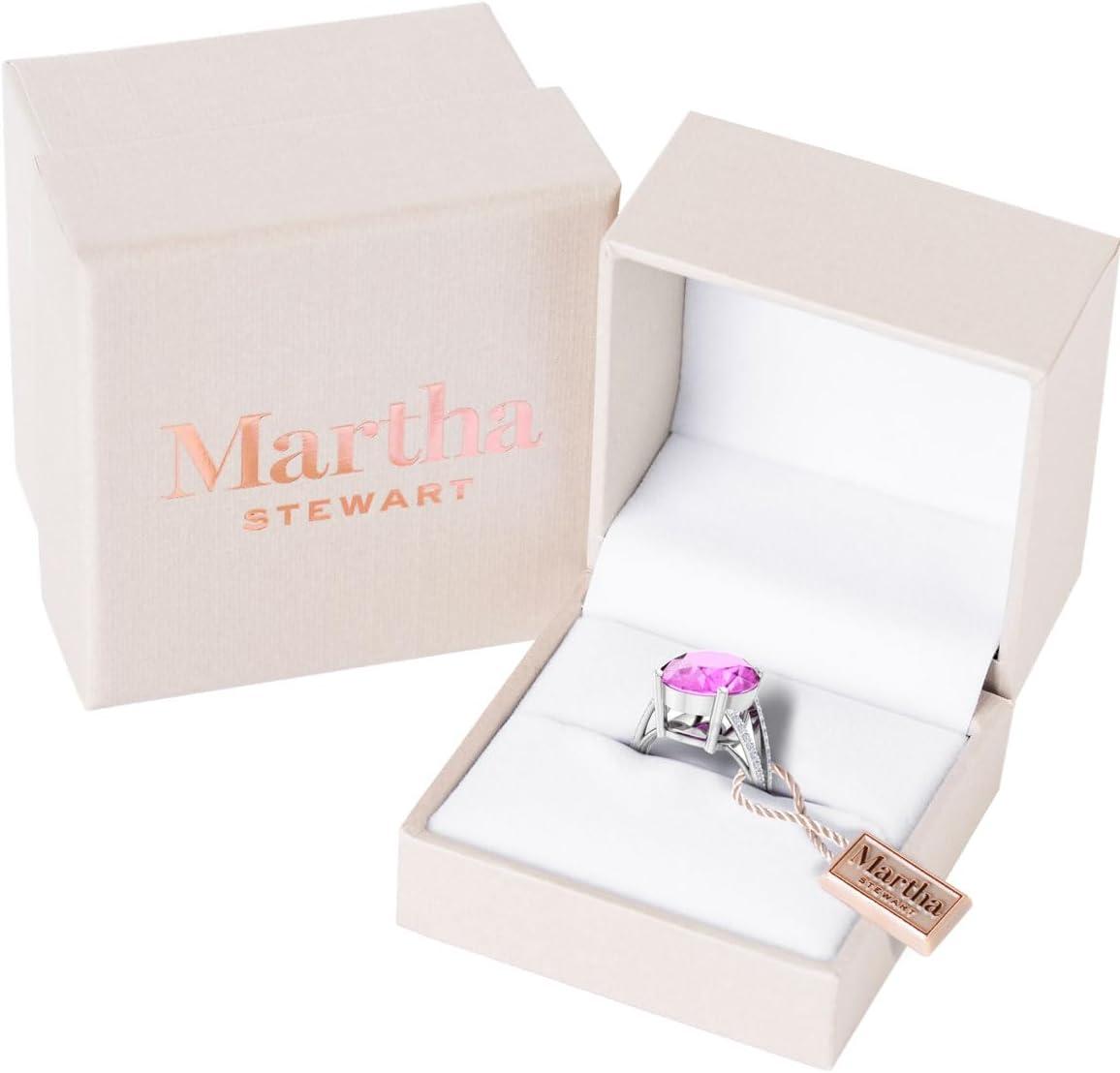 image:imageMartha Stewart 10 14 Carat Oval Shape Gemstone Ring with Lab Grown Diamonds in Sterling Silver ChoPink Sapphire