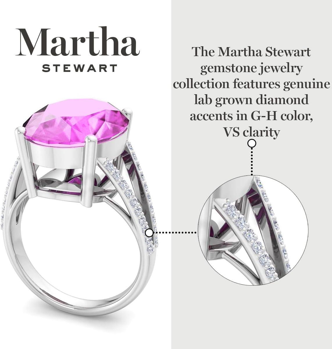 image:imageMartha Stewart 10 14 Carat Oval Shape Gemstone Ring with Lab Grown Diamonds in Sterling Silver ChoPink Sapphire