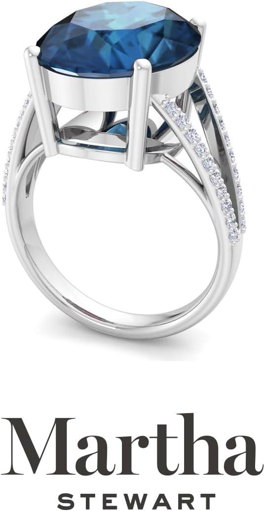image:imageMartha Stewart 10 14 Carat Oval Shape Gemstone Ring with Lab Grown Diamonds in Sterling Silver ChoSapphire