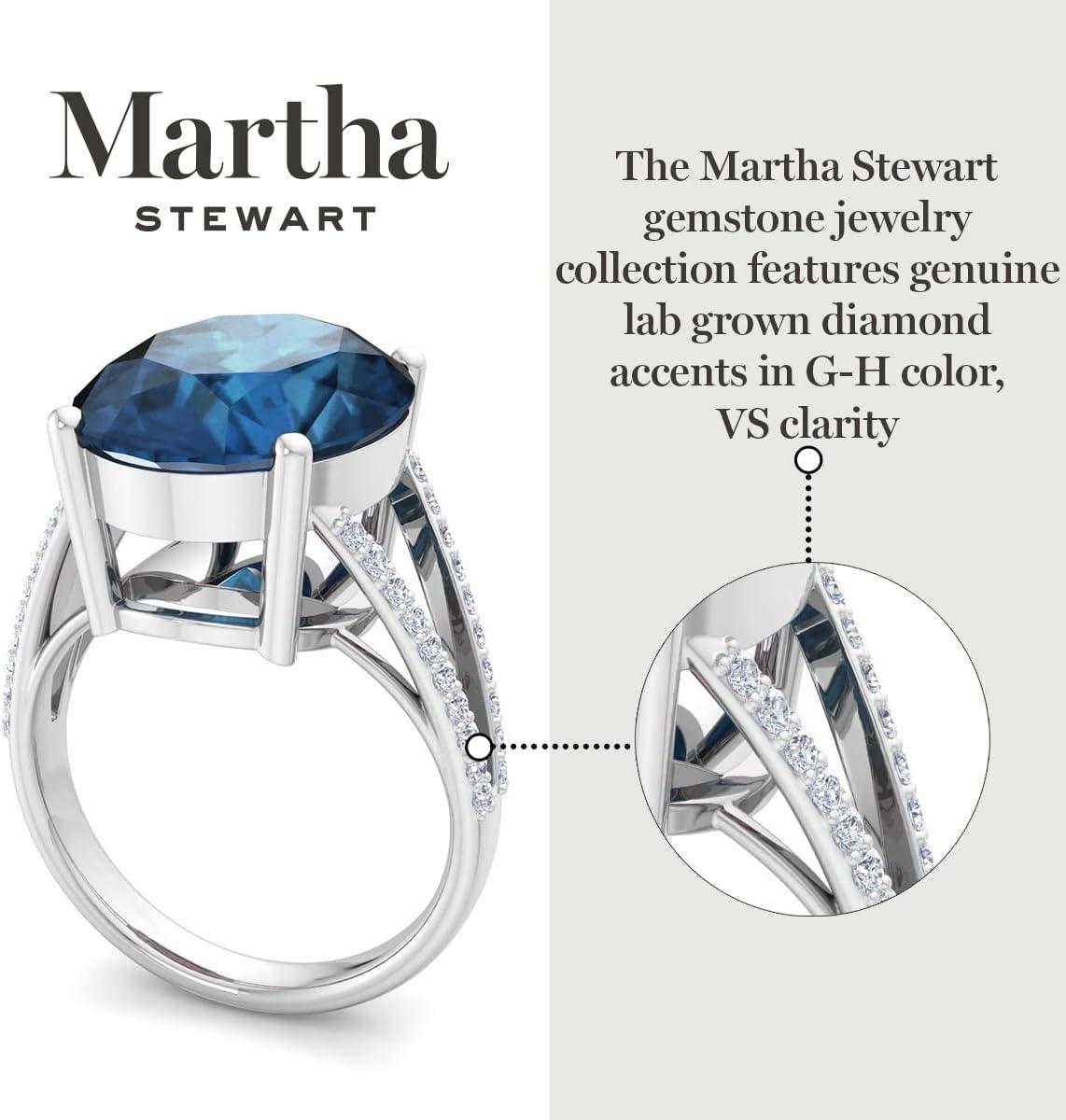 image:imageMartha Stewart 10 14 Carat Oval Shape Gemstone Ring with Lab Grown Diamonds in Sterling Silver ChoSapphire