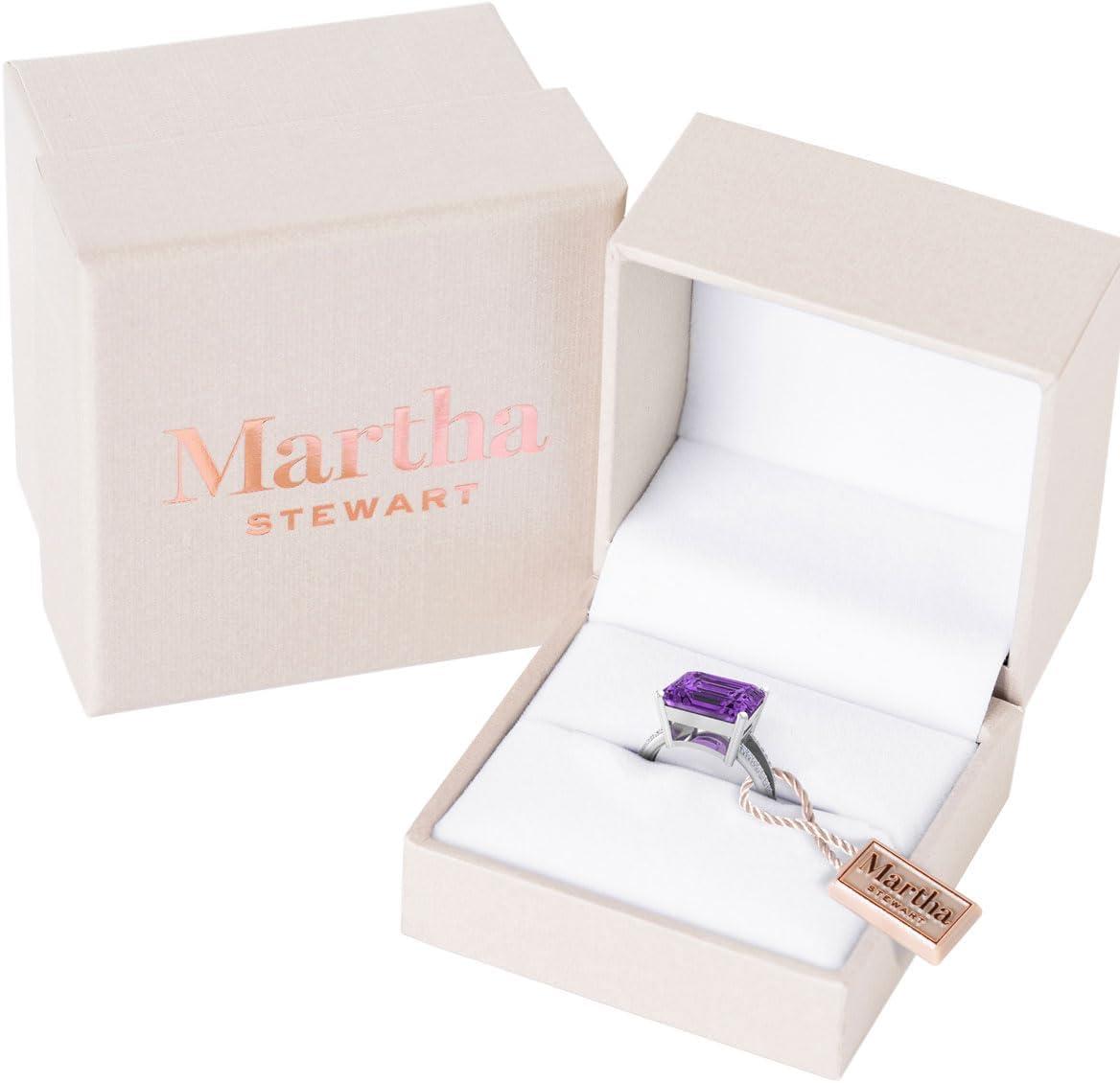 image:imageMartha Stewart 5 12 Carat Emerald Cut Gemstone Ring with Lab Grown Diamonds in Sterling Silver Choose Your GemstoneAmethyst