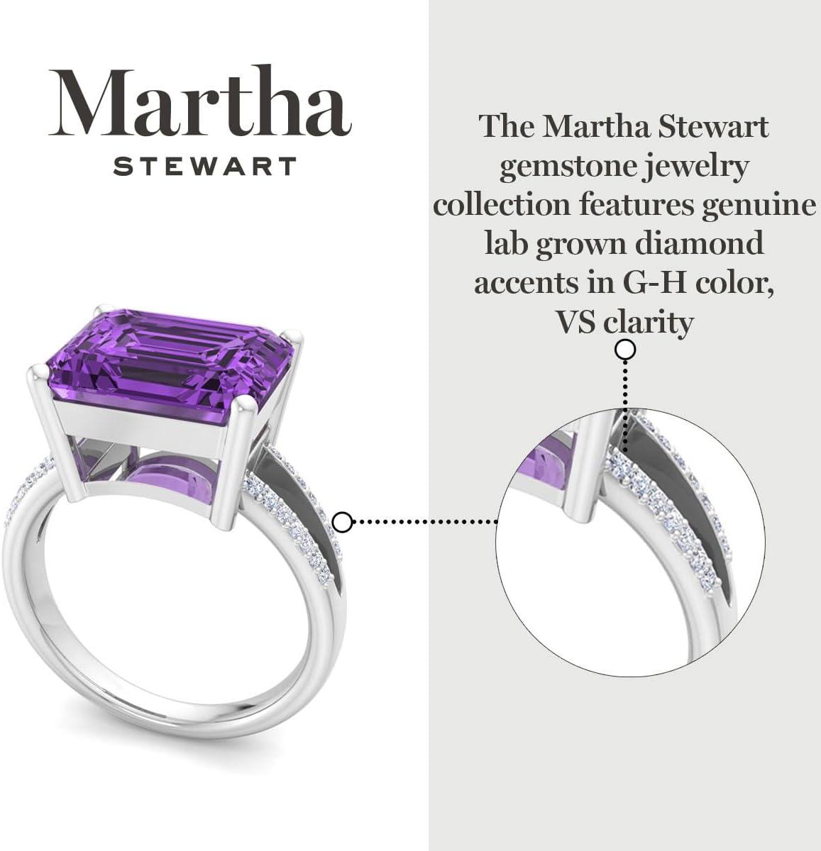 image:imageMartha Stewart 5 12 Carat Emerald Cut Gemstone Ring with Lab Grown Diamonds in Sterling Silver Choose Your GemstoneAmethyst