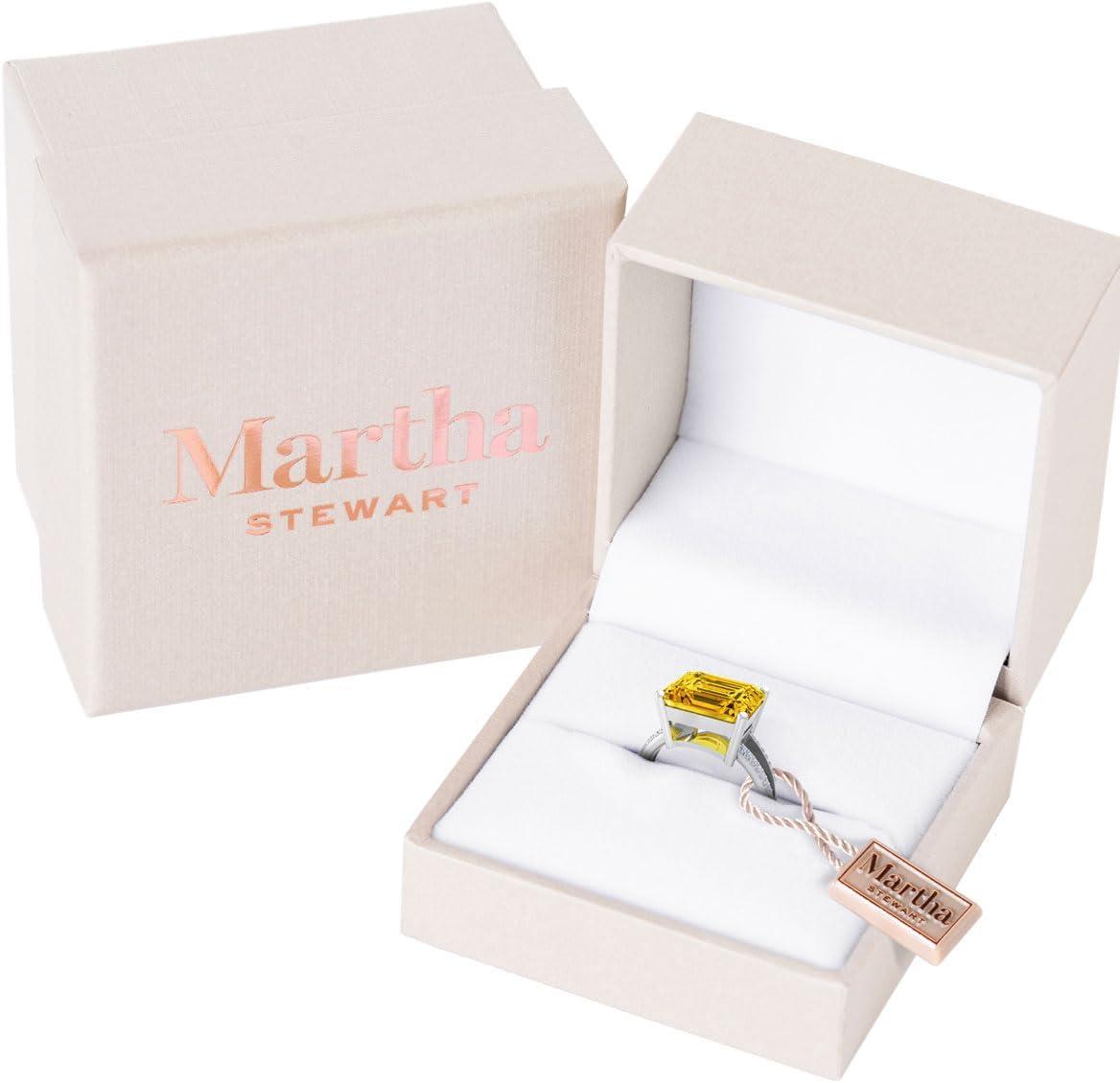 image:imageMartha Stewart 5 12 Carat Emerald Cut Gemstone Ring with Lab Grown Diamonds in Sterling Silver Choose Your GemstoneCitrine