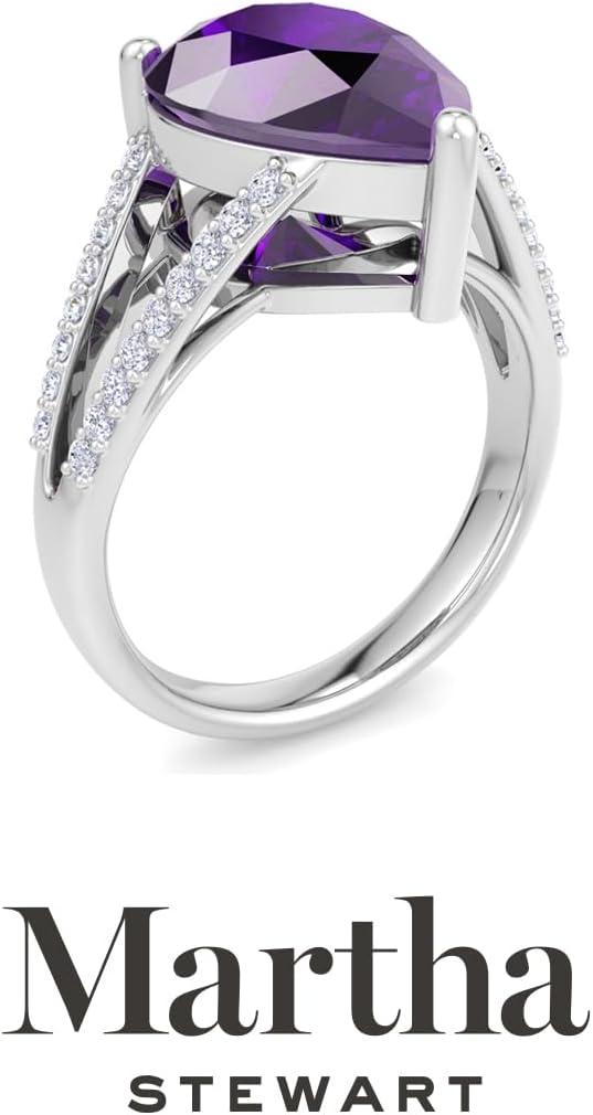 image:imageMartha Stewart 5 12 Carat Pear Shape Gemstone Ring with Lab Grown Diamonds in Sterling Silver Choose Your GemstoneAmethyst