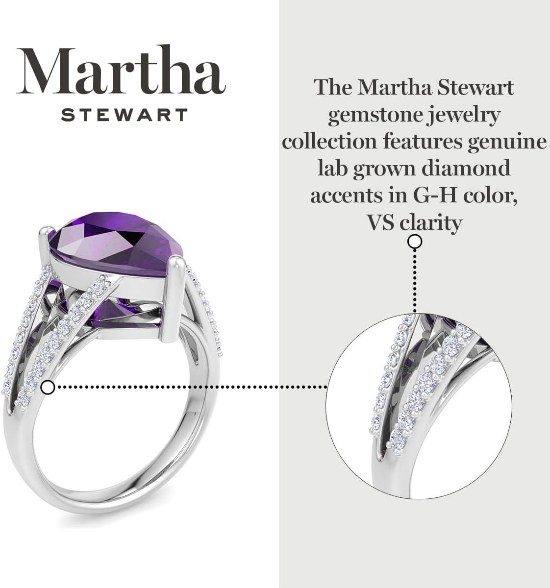 image:imageMartha Stewart 5 12 Carat Pear Shape Gemstone Ring with Lab Grown Diamonds in Sterling Silver Choose Your GemstoneAmethyst