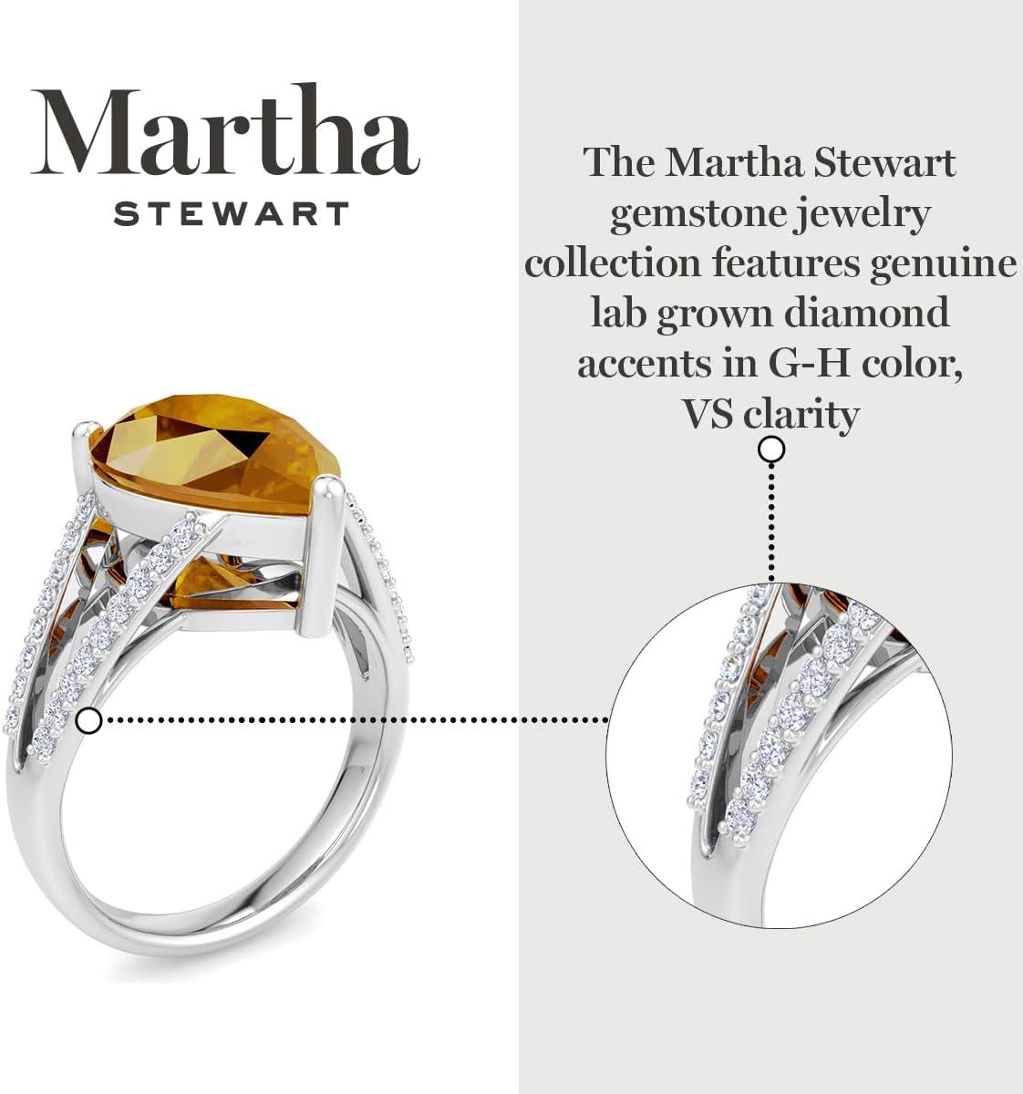 image:imageMartha Stewart 5 12 Carat Pear Shape Gemstone Ring with Lab Grown Diamonds in Sterling Silver Choose Your GemstoneCitrine
