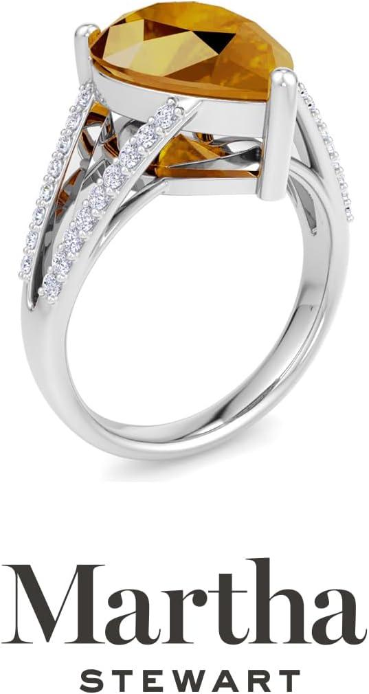 image:imageMartha Stewart 5 12 Carat Pear Shape Gemstone Ring with Lab Grown Diamonds in Sterling Silver Choose Your GemstoneCitrine