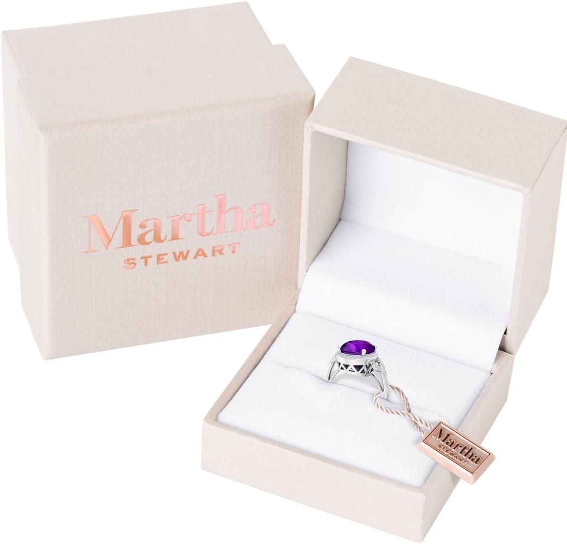 image:imageMartha Stewart 6 34 Carat Oval Shape Gemstone Halo Ring with Lab Grown Diamonds in Sterling Silver Choose Your GemstoneAmethyst