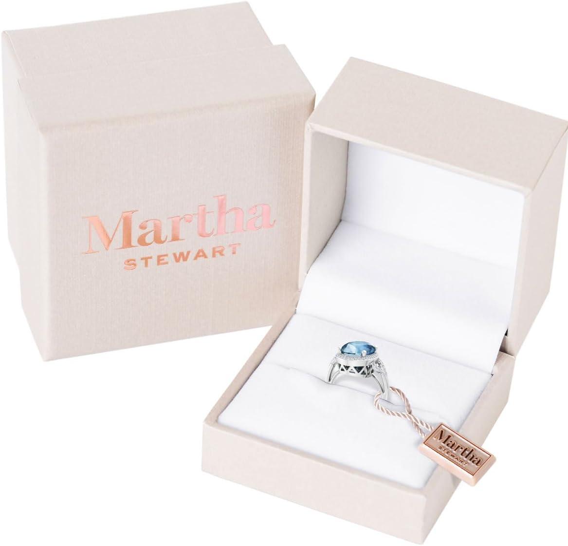 image:imageMartha Stewart 6 34 Carat Oval Shape Gemstone Halo Ring with Lab Grown Diamonds in Sterling Silver Choose Your GemstoneAquamarine