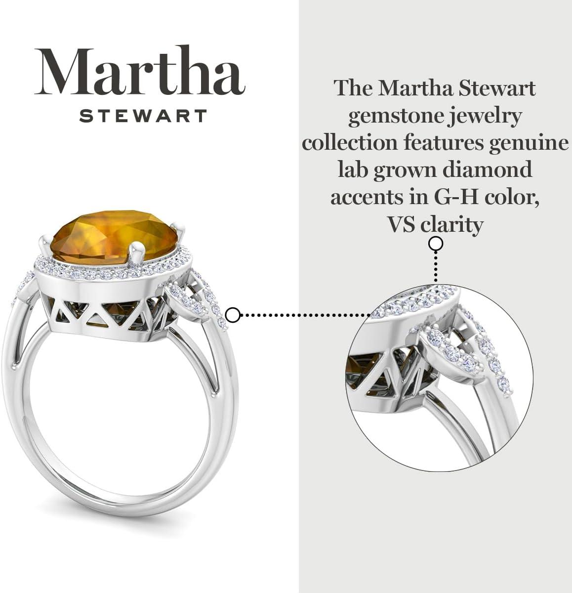 image:imageMartha Stewart 6 34 Carat Oval Shape Gemstone Halo Ring with Lab Grown Diamonds in Sterling Silver Choose Your GemstoneCitrine