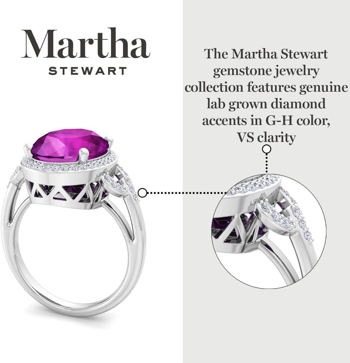 image:imageMartha Stewart 6 34 Carat Oval Shape Gemstone Halo Ring with Lab Grown Diamonds in Sterling Silver Choose Your GemstonePink Sapphire