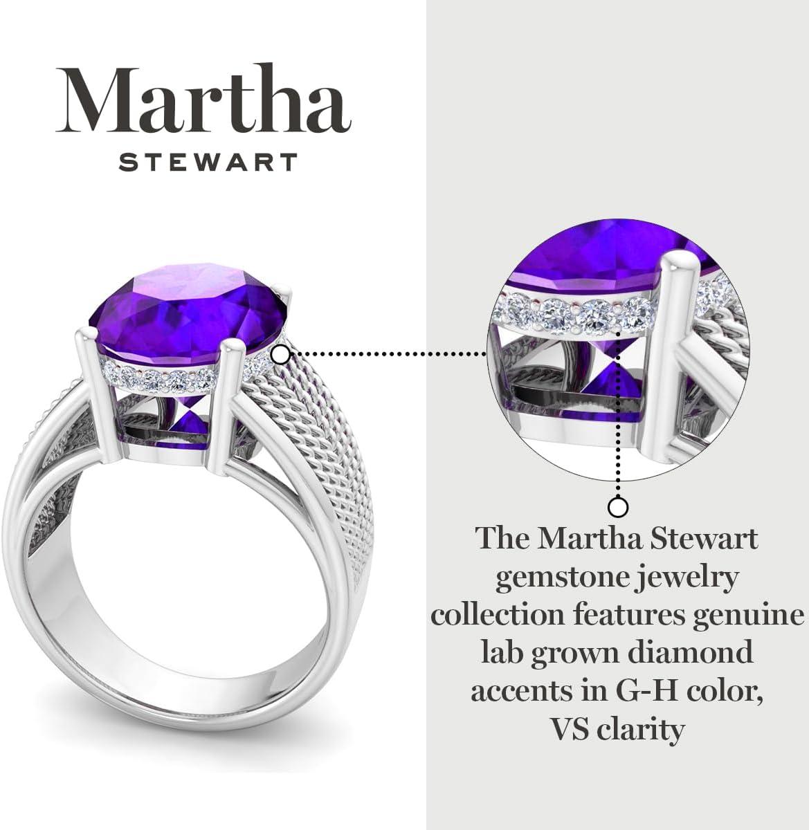 image:imageMartha Stewart 6 34 Carat Oval Shape Gemstone Hidden Halo Ring with Lab Grown Diamonds in Sterling Silver Choose Your GemstoneAmethyst