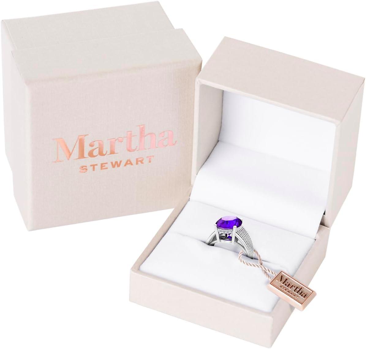 image:imageMartha Stewart 6 34 Carat Oval Shape Gemstone Hidden Halo Ring with Lab Grown Diamonds in Sterling Silver Choose Your GemstoneAmethyst