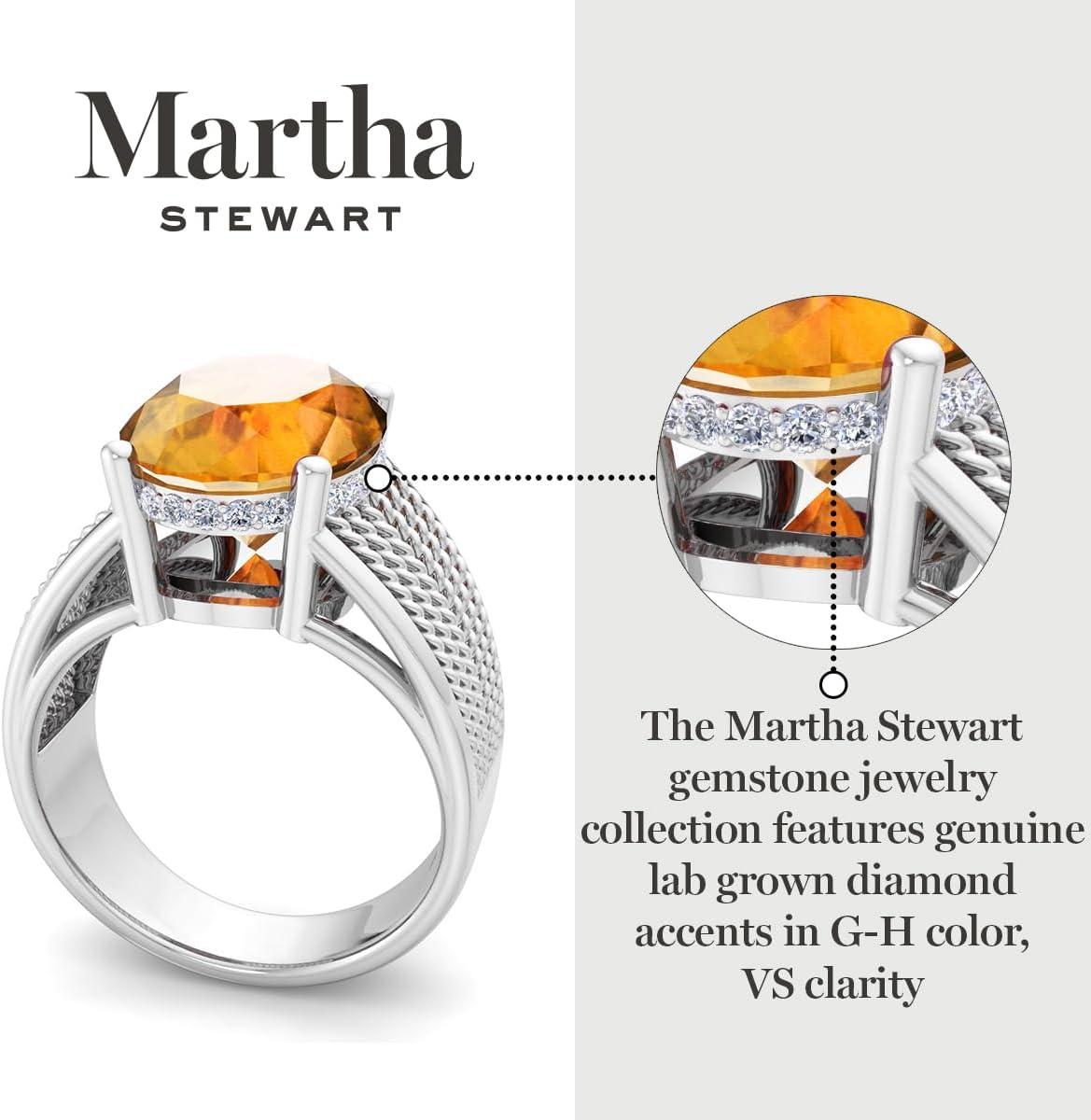 image:imageMartha Stewart 6 34 Carat Oval Shape Gemstone Hidden Halo Ring with Lab Grown Diamonds in Sterling Silver Choose Your GemstoneCitrine
