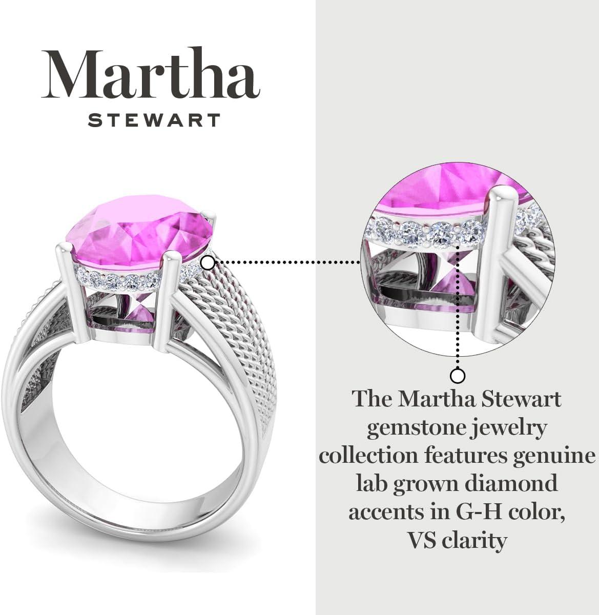 image:imageMartha Stewart 6 34 Carat Oval Shape Gemstone Hidden Halo Ring with Lab Grown Diamonds in Sterling Silver Choose Your GemstonePink Sapphire