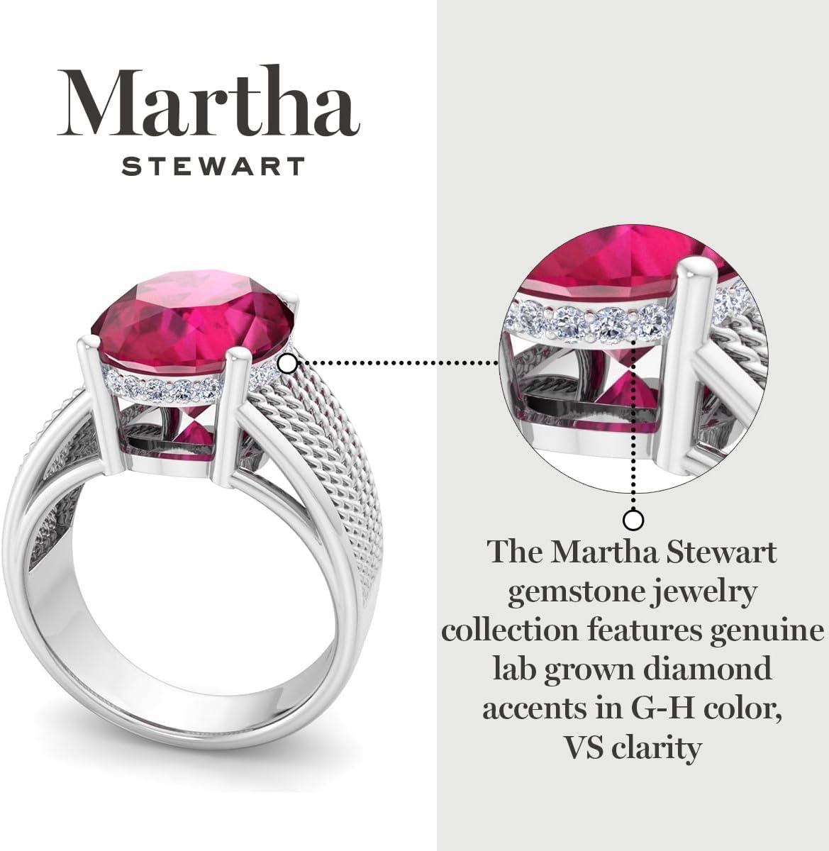 image:imageMartha Stewart 6 34 Carat Oval Shape Gemstone Hidden Halo Ring with Lab Grown Diamonds in Sterling Silver Choose Your GemstoneRuby