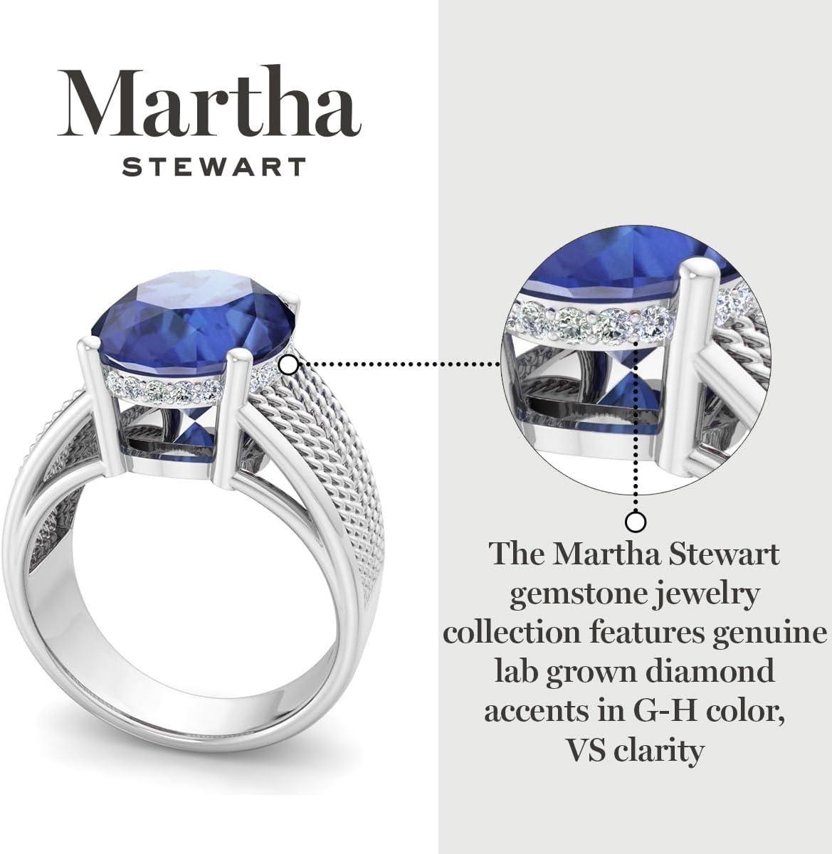image:imageMartha Stewart 6 34 Carat Oval Shape Gemstone Hidden Halo Ring with Lab Grown Diamonds in Sterling Silver Choose Your GemstoneSapphire