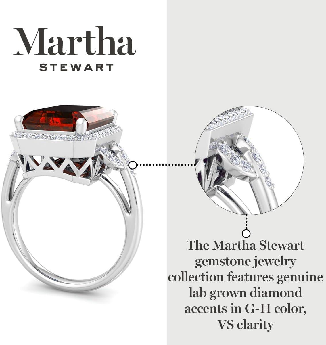image:imageMartha Stewart 7 13 Carat Emerald Cut Gemstone Halo Ring with Lab Grown Diamonds in Sterling Silver Choose Your GemstoneRuby