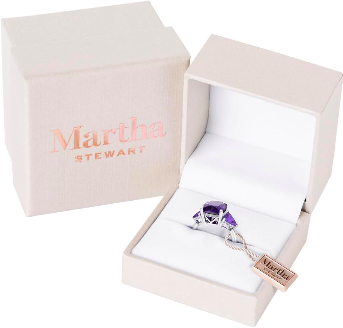 image:imageMartha Stewart 8 Carat Cushion Cut Gemstone Three Stone Ring with Lab Grown Diamonds in Sterling Silver Choose Your GemstoneOption 1