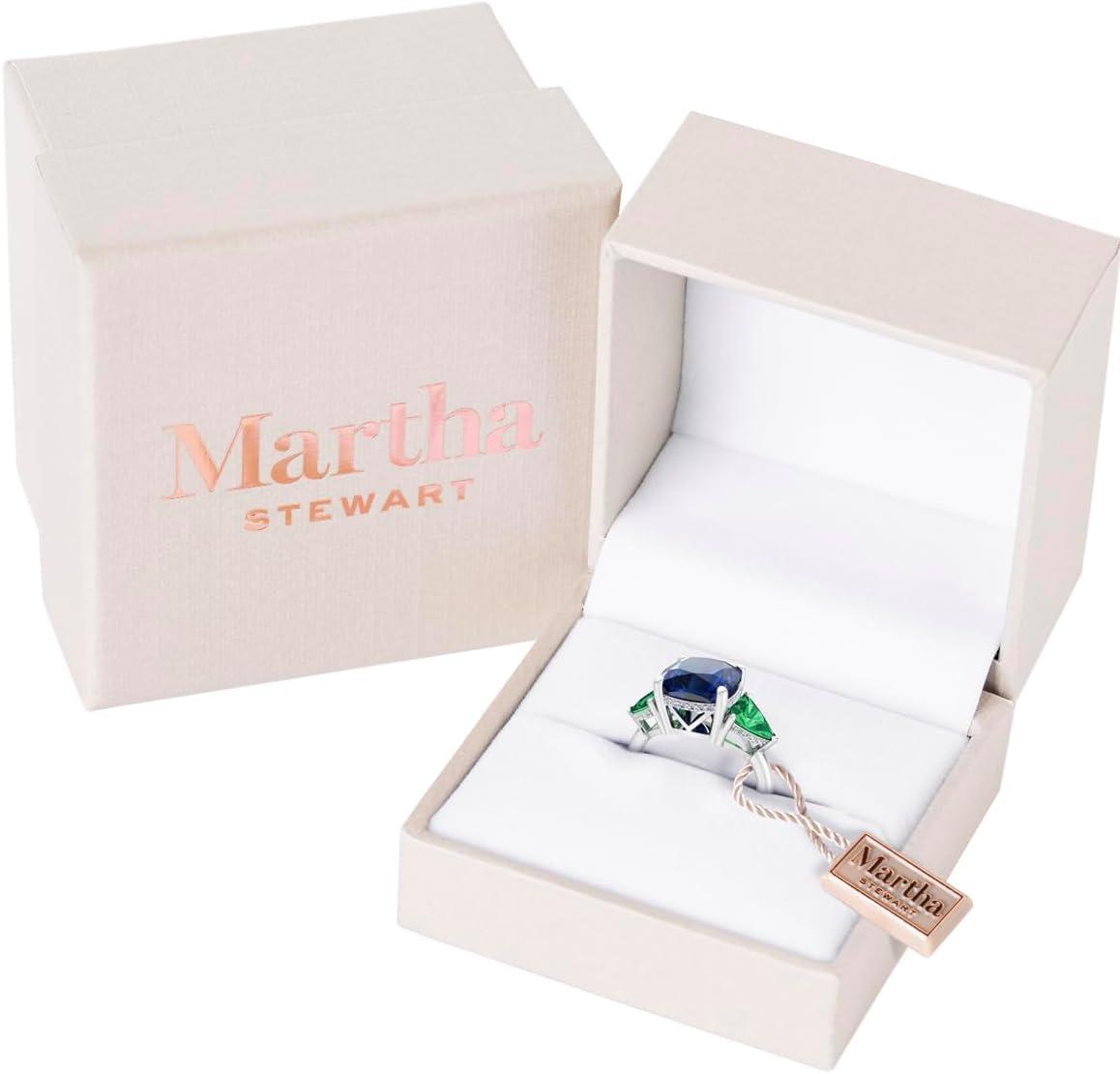 image:imageMartha Stewart 8 Carat Cushion Cut Gemstone Three Stone Ring with Lab Grown Diamonds in Sterling Silver Choose Your GemstoneOption 10