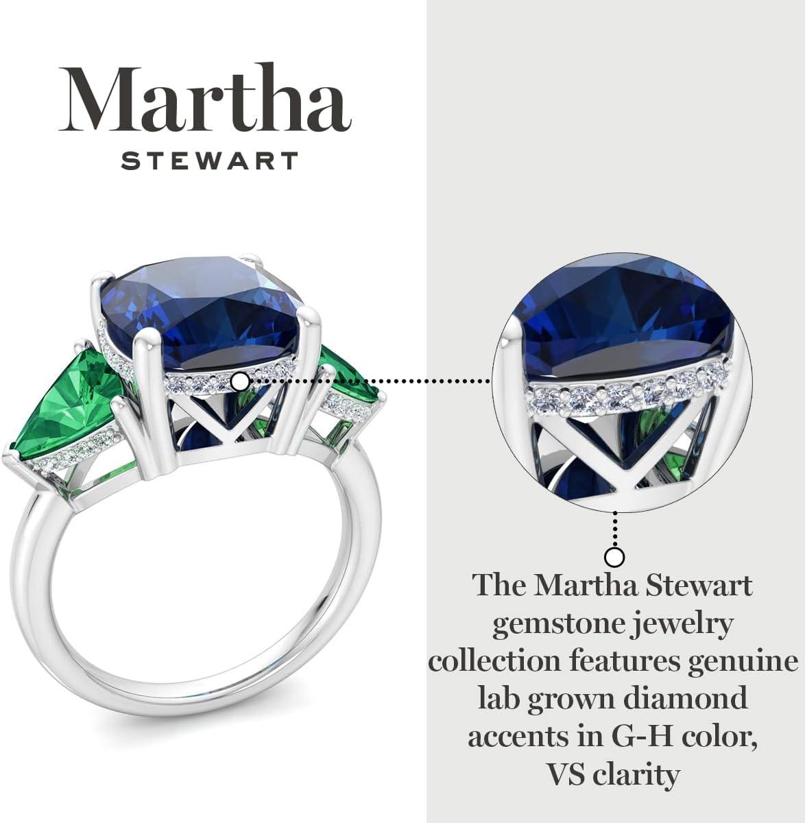 image:imageMartha Stewart 8 Carat Cushion Cut Gemstone Three Stone Ring with Lab Grown Diamonds in Sterling Silver Choose Your GemstoneOption 10