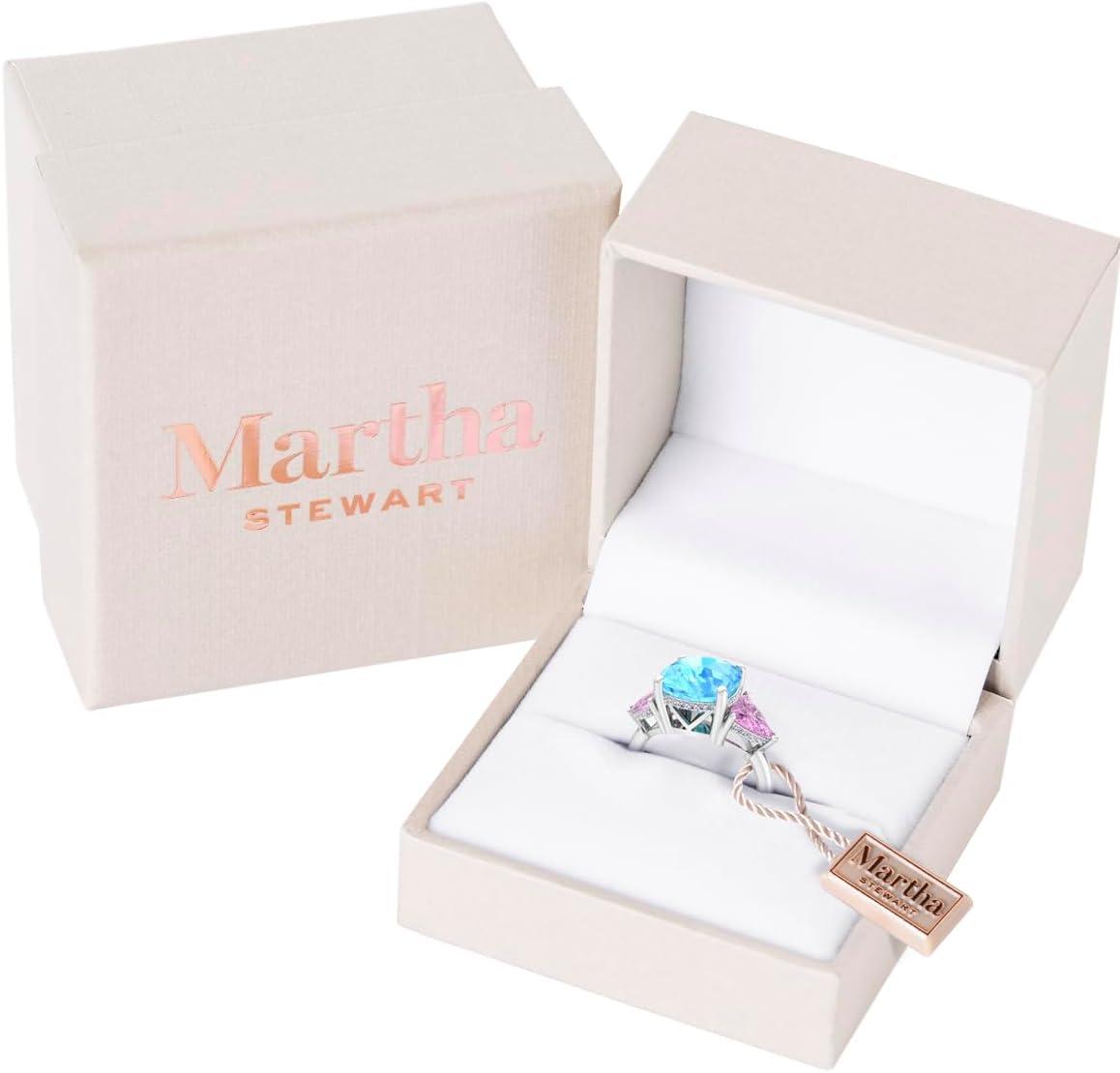 image:imageMartha Stewart 8 Carat Cushion Cut Gemstone Three Stone Ring with Lab Grown Diamonds in Sterling Silver Choose Your GemstoneOption 4