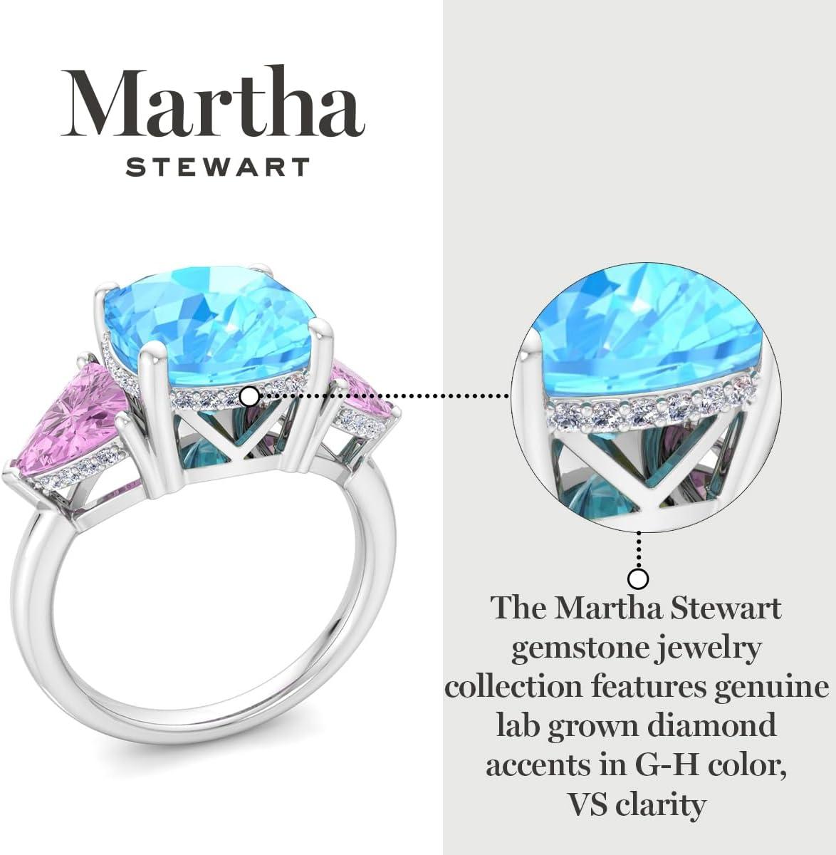 image:imageMartha Stewart 8 Carat Cushion Cut Gemstone Three Stone Ring with Lab Grown Diamonds in Sterling Silver Choose Your GemstoneOption 4
