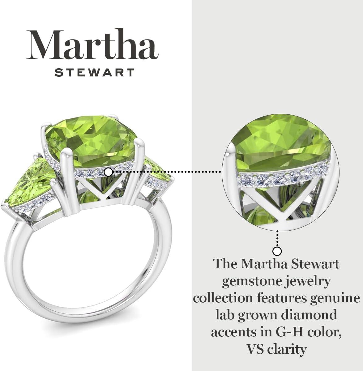 image:imageMartha Stewart 8 Carat Cushion Cut Gemstone Three Stone Ring with Lab Grown Diamonds in Sterling Silver Choose Your GemstoneOption 5