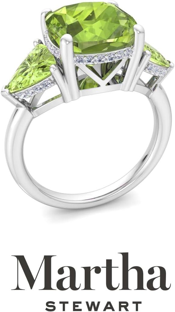 image:imageMartha Stewart 8 Carat Cushion Cut Gemstone Three Stone Ring with Lab Grown Diamonds in Sterling Silver Choose Your GemstoneOption 5