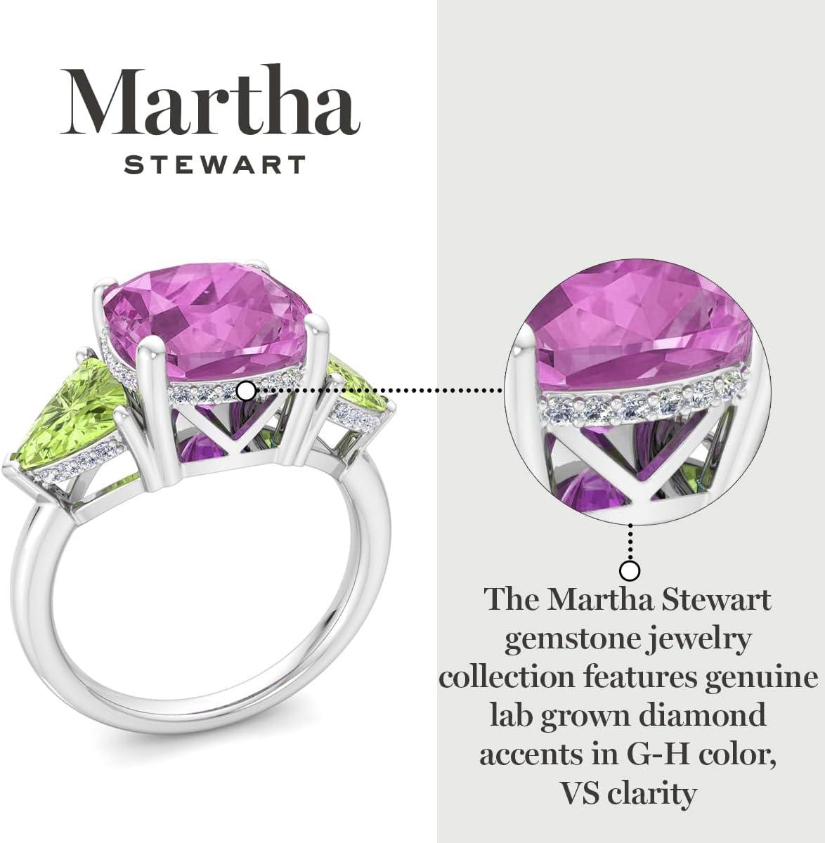 image:imageMartha Stewart 8 Carat Cushion Cut Gemstone Three Stone Ring with Lab Grown Diamonds in Sterling Silver Choose Your GemstoneOption 6