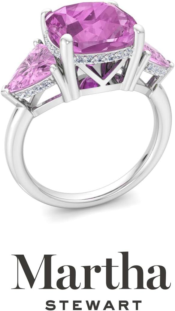 image:imageMartha Stewart 8 Carat Cushion Cut Gemstone Three Stone Ring with Lab Grown Diamonds in Sterling Silver Choose Your GemstoneOption 7